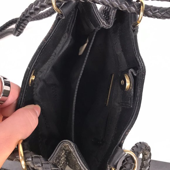 Vintage Valerie Steven Black Woven Leather Gold Hardware Shoulder bag - Picture 6 of 11